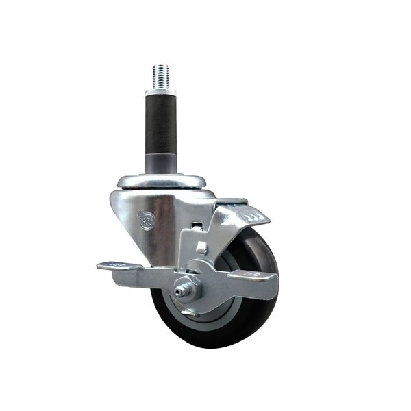 3'' SS Black Poly Swivel 1'' Expanding Stem Caster with Brake
